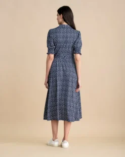 Marble Dot Dress Navy