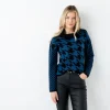 Marble High Neck Geometric Top Petrol
