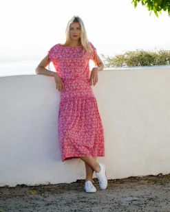 Marble Midi Printed Skirt Red