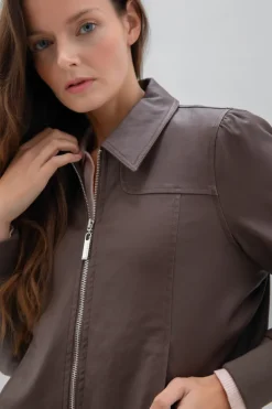 Marble Pleather Jacket Chocolate 2413-220