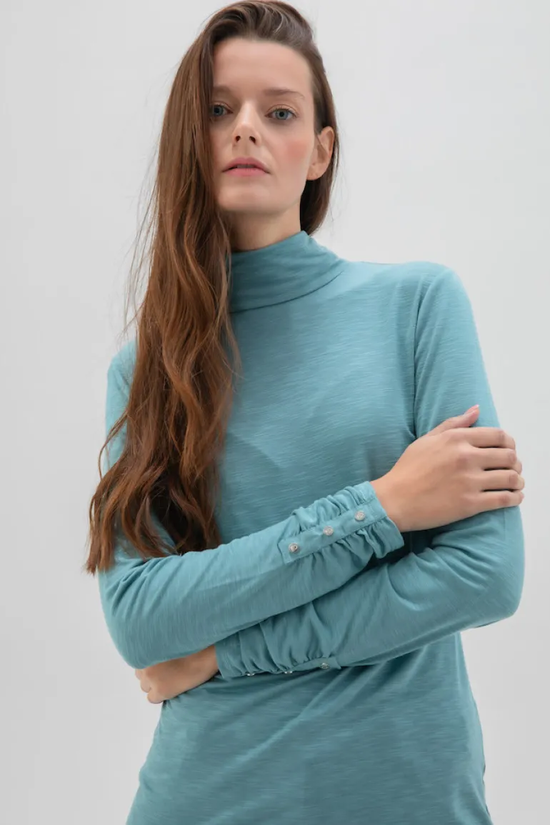 Marble Polo Neck Top Sea Foam 6400-223