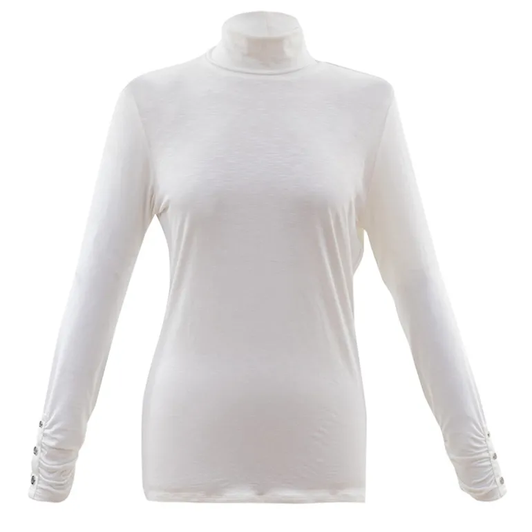 Marble Polo Neck Top White
