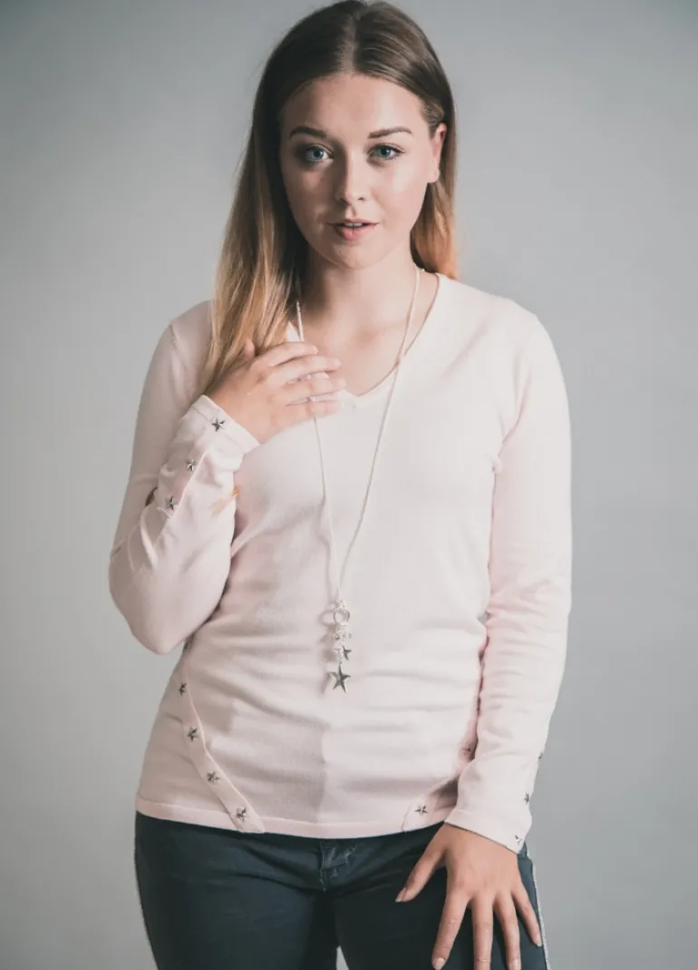 MARBLE STAR STUD JERSEY TOP - TWO COLOURS