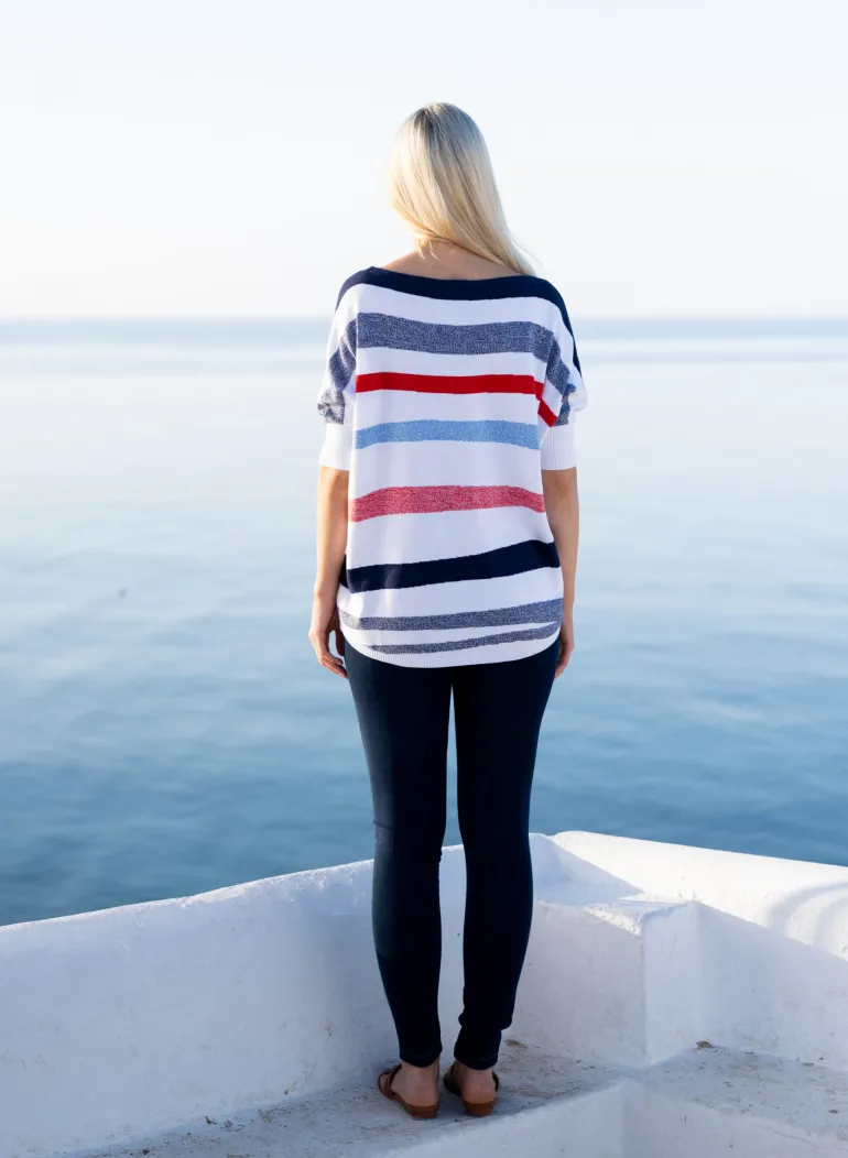 Marble Striped Top Powder Blue