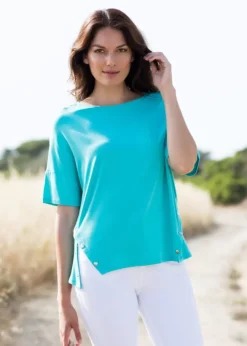 MARBLE STUD T-SHIRT TURQUOISE