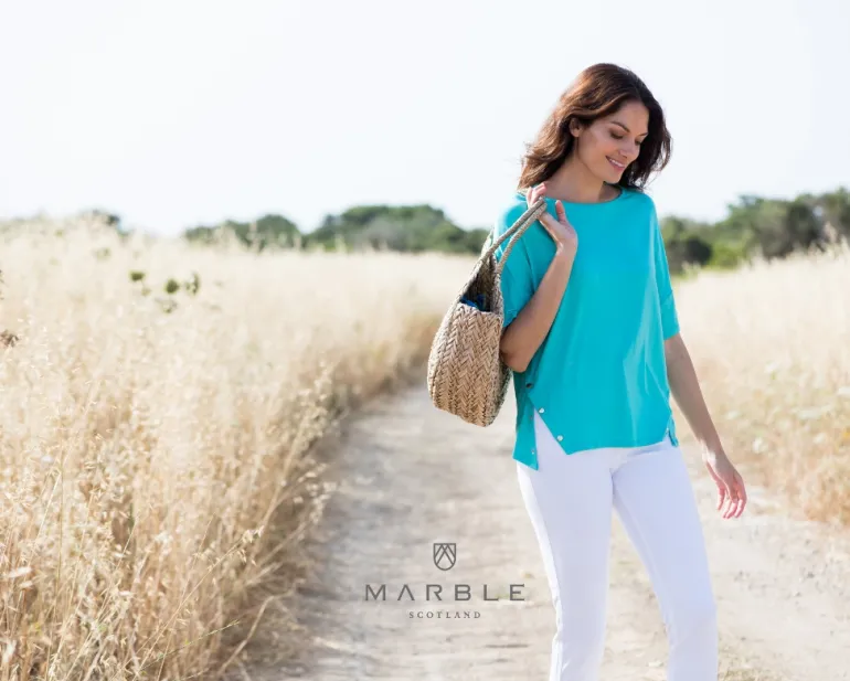 MARBLE STUD T-SHIRT TURQUOISE