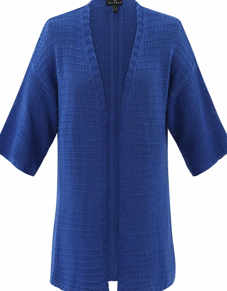 Marble Textured Cardigan 7814_153 Blue