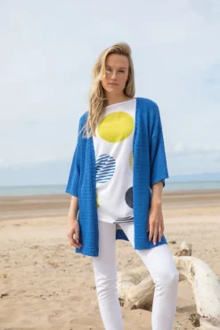 Marble Textured Cardigan 7814_153 Blue
