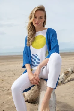 Marble Textured Cardigan 7814_153 Blue