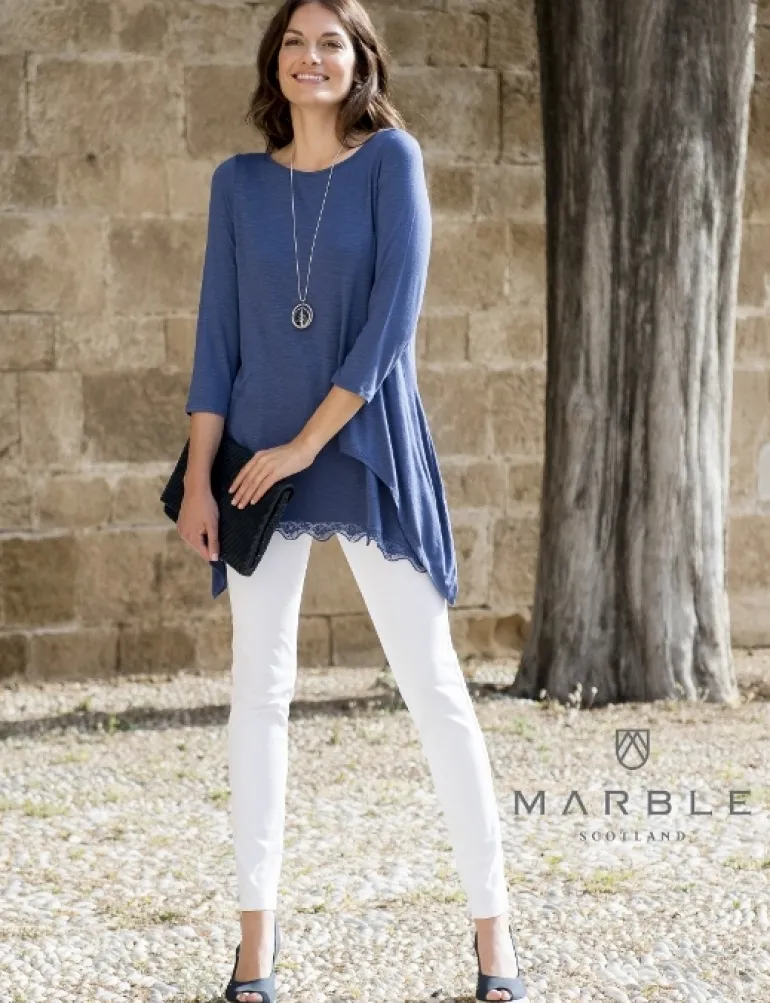 MARBLE TUNIC WITH LACE VEST NAVY