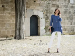 MARBLE TUNIC WITH LACE VEST NAVY