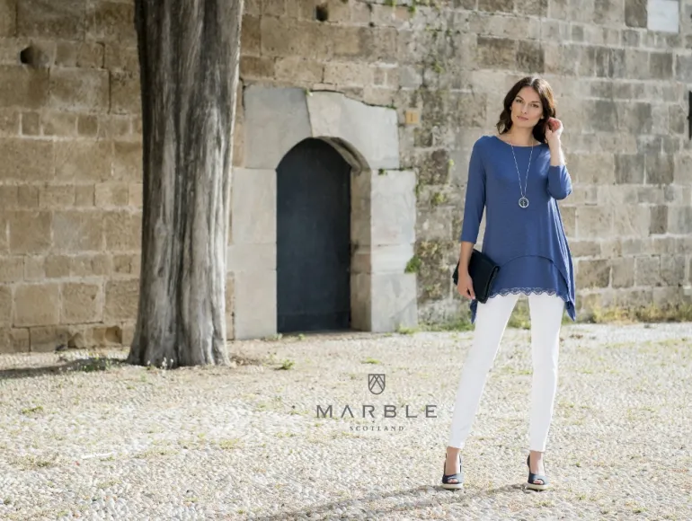 MARBLE TUNIC WITH LACE VEST NAVY