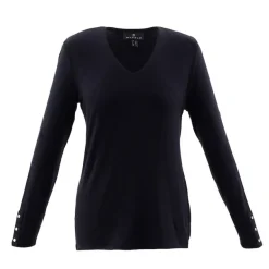 Marble V-Neck Jersey Top Black 6402-101