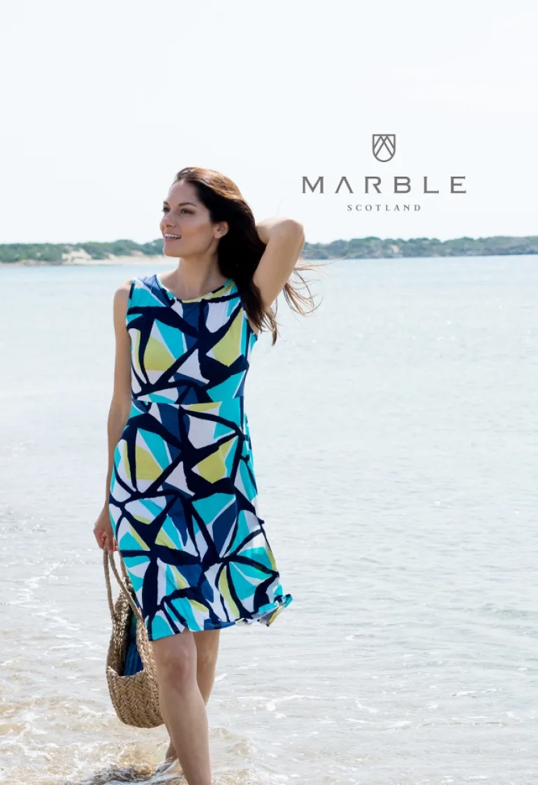 MARBLE 2-WAY GEOMETRIC PRINT DRESS 5769 LIME