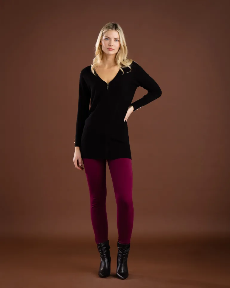 Marble Zip Through Cardigan Black