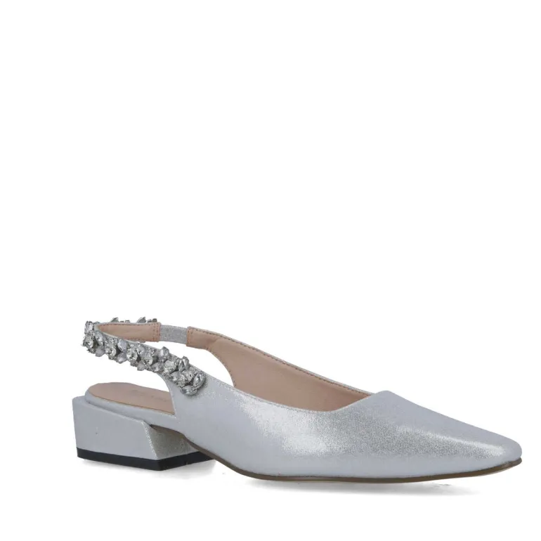 Menbur Slingback Diamante Shoe Silver