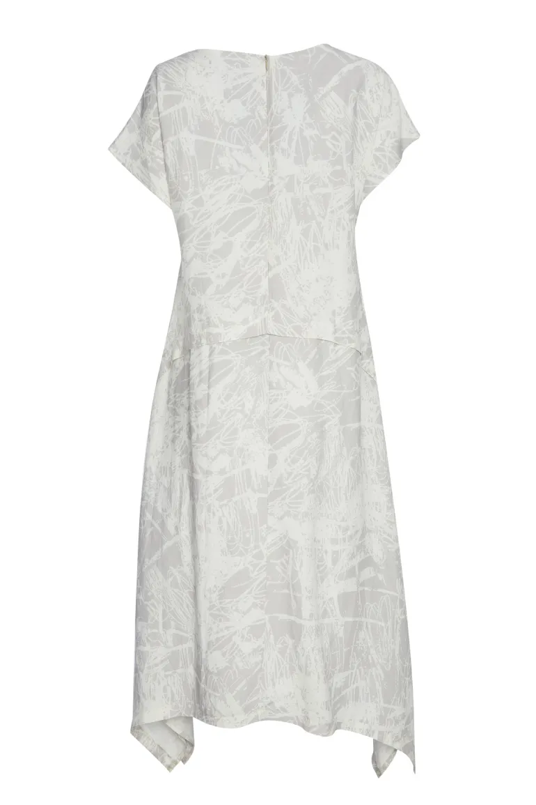 Naya Dipped Hem Print Dress Steel