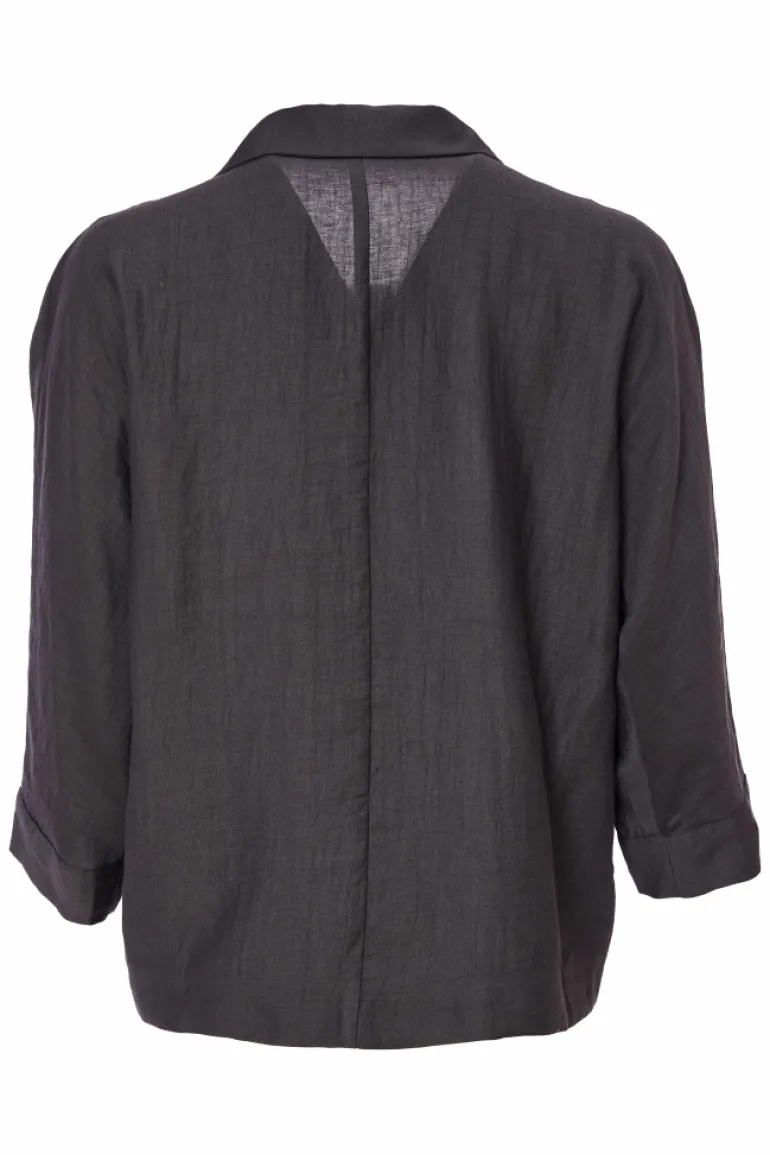 Naya Double Breasted Linen Jacket Carbon NAS25237