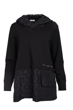 Naya Embossed Hooded Top Black