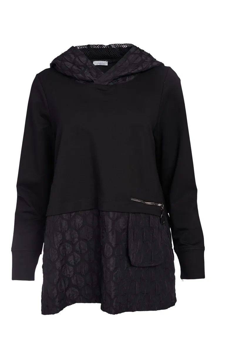 Naya Embossed Hooded Top Black