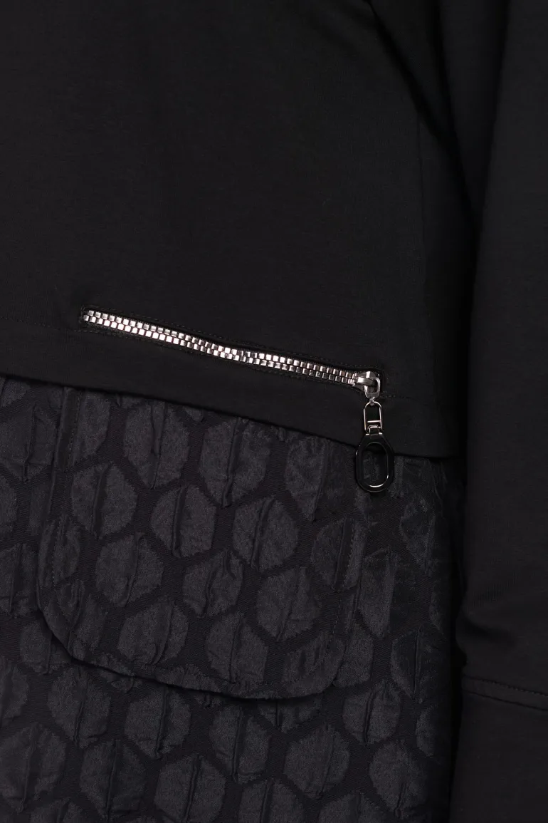 Naya Embossed Hooded Top Black