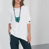 Naya Embossed Long Sleeve Top White