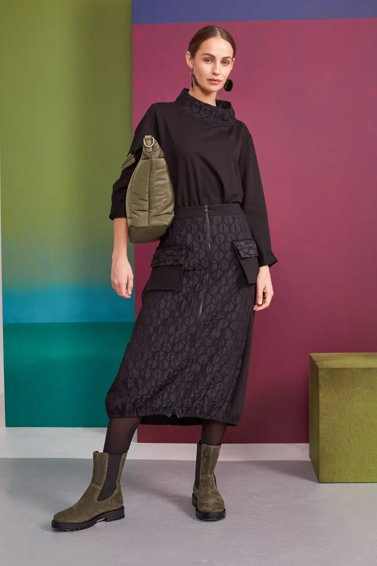 Naya Embossed Skirt Black