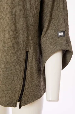Naya Embossed Top with Zip Detail NAS25221 Army