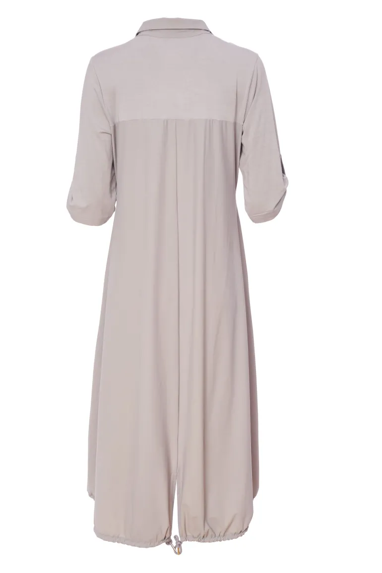 Naya Jersey Mix Drawstring Hem Dress Mink