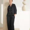 Naya Linen Mix Wide Leg Trousers Carbon NAS25238