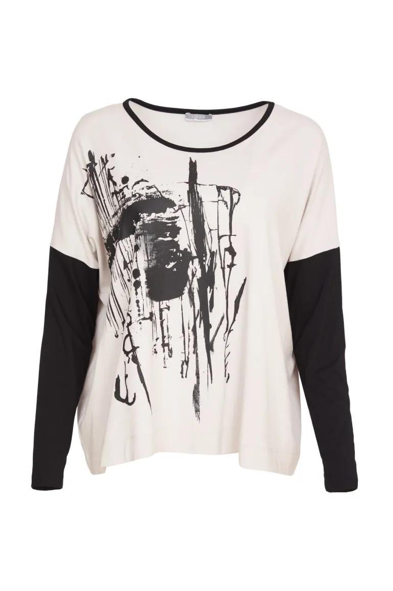 Naya Placement Print Top Sand