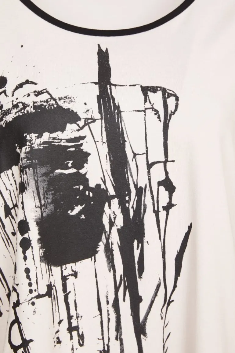 Naya Placement Print Top Sand