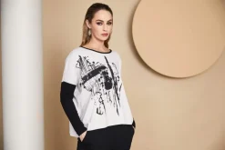 Naya Placement Print Top Sand