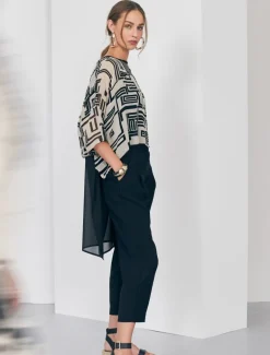 Naya Print Chiffon Back Top Black