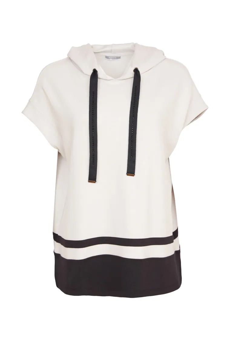 Naya Sleeveless Hooded Top Black/Sand