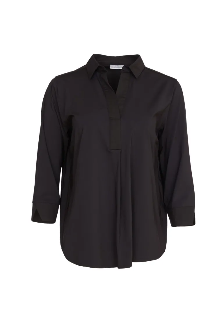 Naya Top with Placket Black