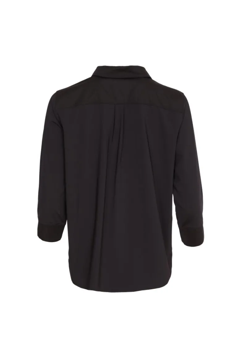 Naya Top with Placket Black