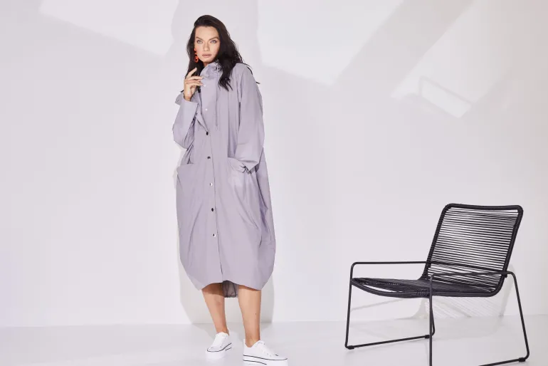 Naya Tulip Hem Hooded Mac Mink