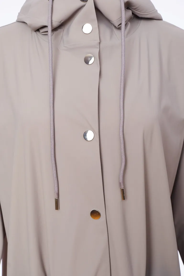 Naya Tulip Hem Hooded Mac Mink