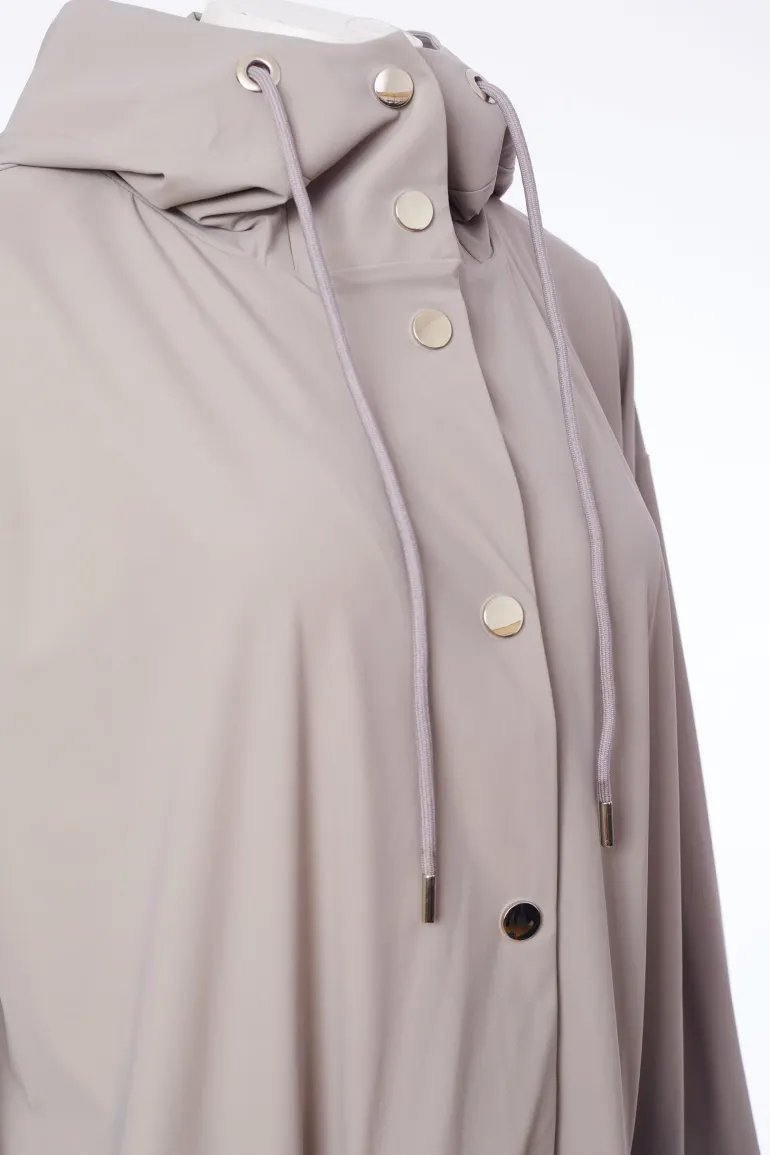 Naya Tulip Hem Hooded Mac Mink