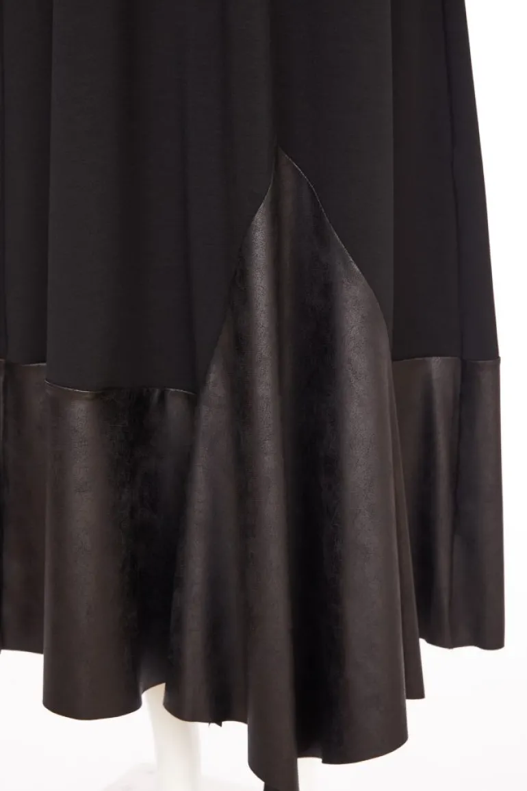 Naya V-Neck Dress with Contrast Panel Black