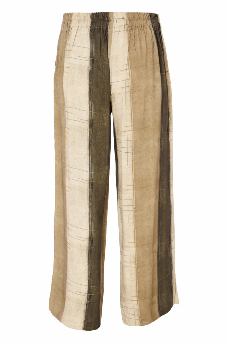 Naya Wide Stripe Linen Trousers NAS25270 Army