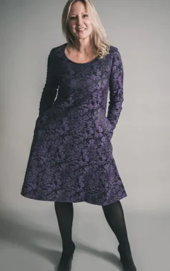OUT OF XILE JACQUARD MIDI DRESS SAPPHIRE