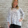 Out of Xile Linen Button Back Top Monochrome
