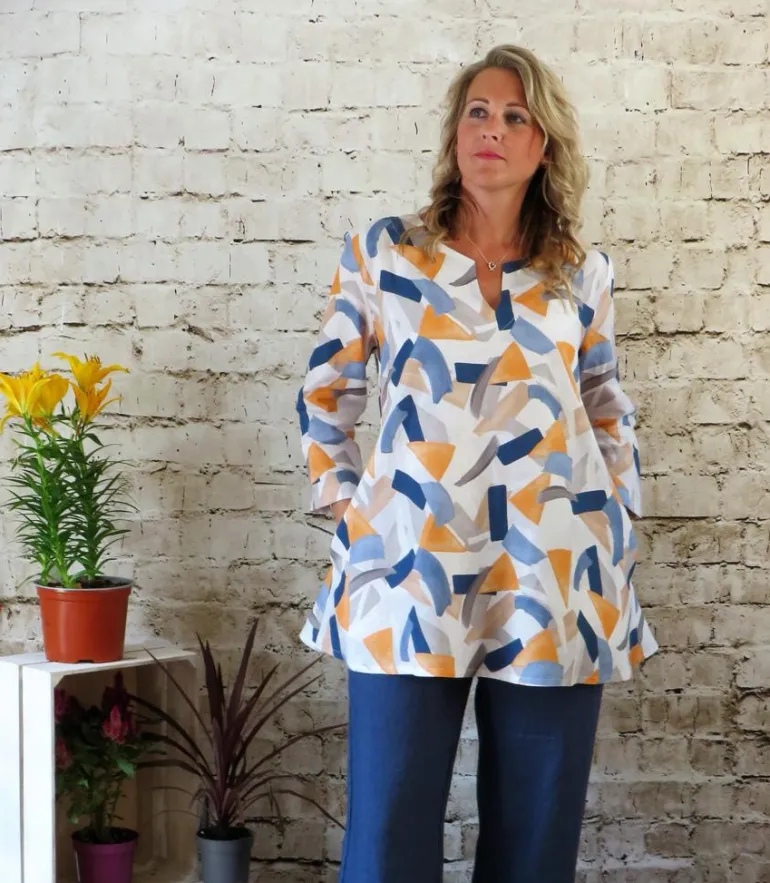 Out of Xile Printed Linen Tunic Brush