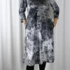 Out of Xile Printed Velvet Midi Dress Silver