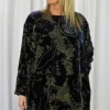 Out of Xile Silk Velvet Drape Tunic Blue