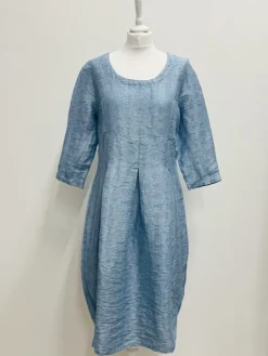 Out of Xile Tulip Dress Linen Sparkle Marine Blue