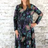 Out of Xile V-Neck Dress Woodland Print Black