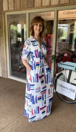 Out of Xile Wrap Top Dress White Dash